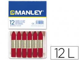 12 lápices cera blanda Manley unicolor carmín permanente nº10